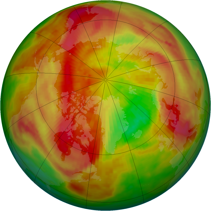 Arctic ozone map for 19 March 1982